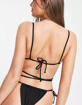 Черный купальник бикини с кольцами Bershka