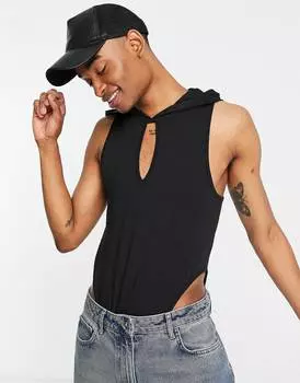 Черный купальник с капюшоном и несколькими вырезами ASOS DESIGN