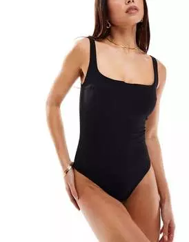Черный купальник с квадратным вырезом и квадратным вырезом ASOS Ultimate Revenge shapewear