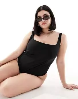 Черный купальник с квадратным вырезом и квадратным вырезом ASOS DESIGN Curve Ultimate Revenge