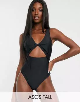 Черный купальник с высоким вырезом спереди ASOS DESIGN