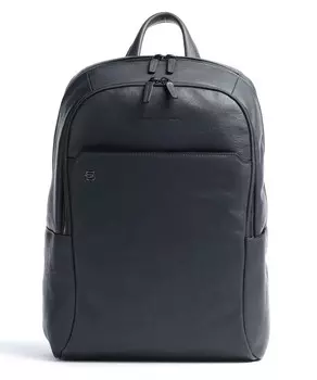 Черный квадратный кожаный рюкзак для ноутбука 14 дюймов Piquadro, синий