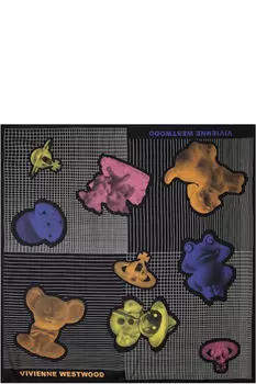 Черный квадратный шарф с фигуркой Vivienne Westwood