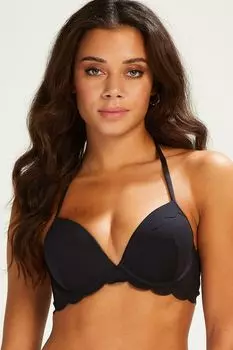 Черный лиф бикини пуш-ап Hunkemller с волнистой отделкой Hunkemoller, черный