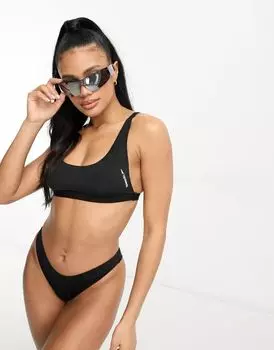 Черный лиф бикини Speedo с овальным вырезом спереди и многоточечными бретелями