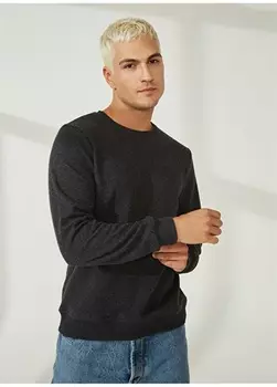 Черный меланжевый мужской свитшот с круглым вырезом The Crow