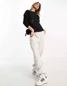 Черный меланжевый вязаный джемпер с круглым вырезом Vero Moda