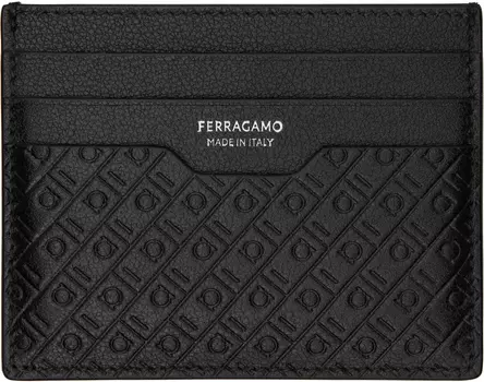 Черный мини-держатель для карт с тиснением Ferragamo