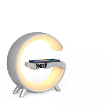 (Черный) Многофункциональное беспроводное зарядное устройство, атмосферная лампа, Bluetooth-динамик, будильник, украшение для настольной лампы для спальни и дома ele eleoption