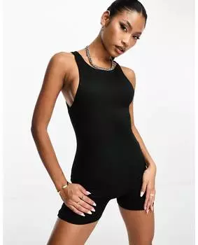 Черный мягкий комбинезон с вырезом на спине ASOS DESIGN