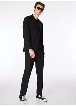 Черный мужской базовый костюм с моно воротником F4SM-TKM 0433 Fabrika, черный