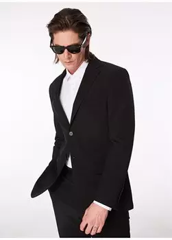 Черный мужской базовый водоотталкивающий моноворотник - биэластичный костюм F4SM-TKM 0432 Fabrika, черный