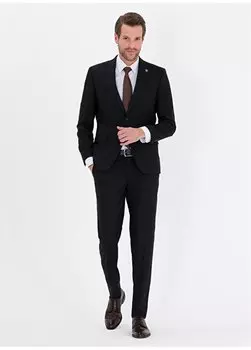 Черный мужской костюм с нормальной талией очень тонкий N00081/EXT Pierre Cardin, черный