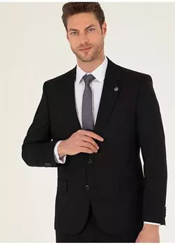 Черный мужской костюм Slim Fit с нормальной талией N00084/ST Pierre Cardin, черный