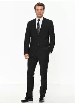 Черный мужской костюм стандартной посадки с нормальной талией 4B3010000006 Beymen Business, черный