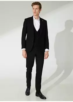 Черный мужской костюм узкого кроя с нормальной талией E19336/EXYT Pierre Cardin, черный