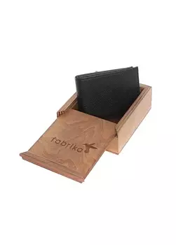 Черный мужской кожаный кошелек Fabrika