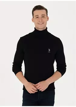 Черный мужской свитер с высоким воротником U.S. Polo Assn.