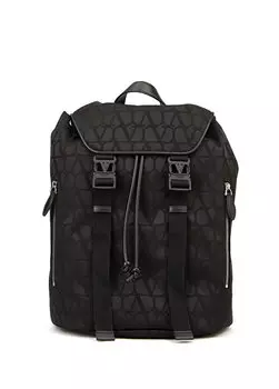 Черный мужской жаккардовый рюкзак с логотипом Valentino Garavani