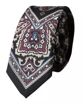 Черный напечатанный 100% шелковый регулируемый мужской галстук Dolce & Gabbana