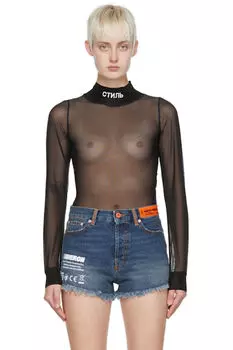 Черный нейлоновый боди Heron Preston