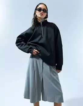 Черный неопреновый свитшот с полумолнией ASOS