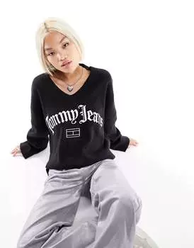 Черный объемный джемпер в стиле гранж Tommy Jeans