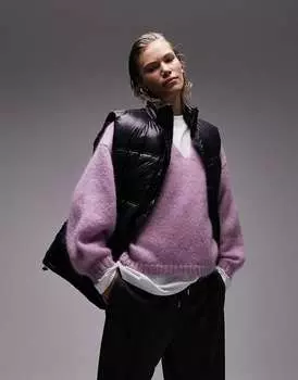 Черный объемный пуховик Topshop