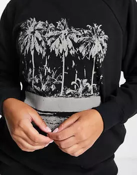 Черный объемный свитшот бойфренда Volcom X CoCo Ho