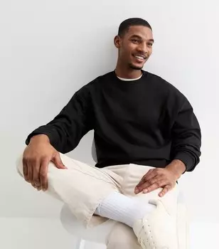 Черный объемный свитшот с круглым вырезом New Look, черный