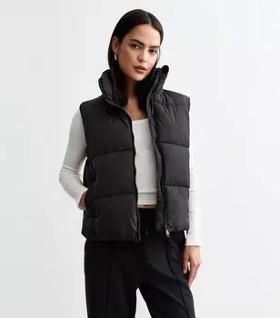 Черный объемный укороченный жилет-пуховик New Look, черный