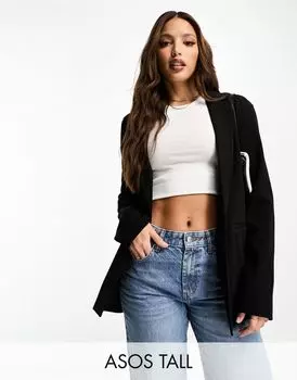 Черный очень свободный трикотажный пиджак ASOS DESIGN Tall