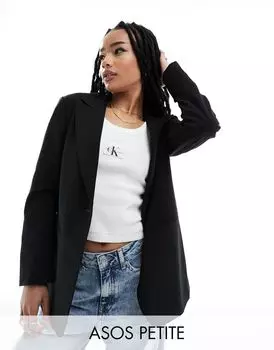 Черный однобортный пиджак ASOS DESIGN Petite