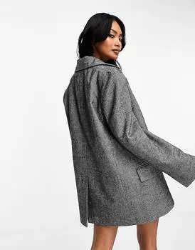 Черный однотонный саржевый пиджак оверсайз ASOS DESIGN