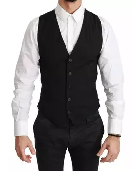 Черный однотонный жилет STAFF Slim Fit Dolce & Gabbana