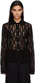 Черный открытый вязаный кардиган lesugiatelier