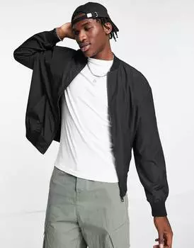 Черный оверсайз-бомбер ASOS DESIGN