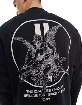 Черный оверсайз-свитшот с принтом херувима спереди ASOS DESIGN