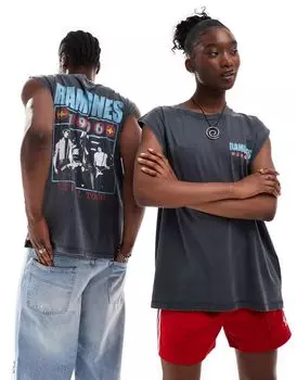 Черный оверсайз-жилет унисекс ASOS DESIGN с графическим принтом The Ramones
