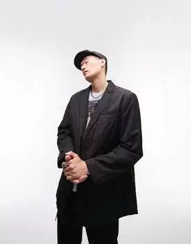Черный пиджак оверсайз на двух пуговицах Topman
