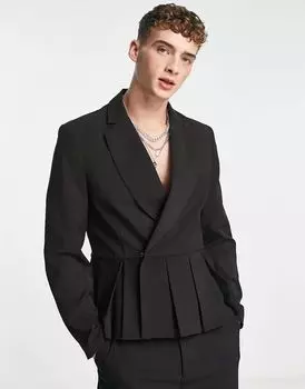 Черный пиджак с баской ASOS