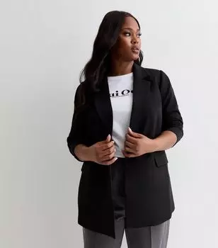 Черный пиджак с длинными рукавами Curves New Look, черный