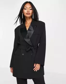 Черный пиджак с поясом ASOS