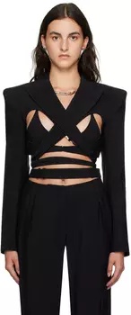 Черный пиджак с запахом Mugler