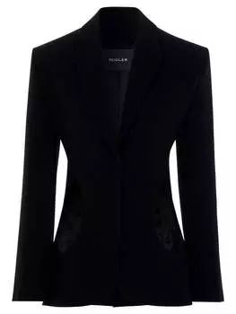 Черный пиджак с застежкой на манжеты и пуговицами Mugler