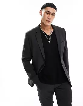 Черный пиджак скинни ASOS DESIGN