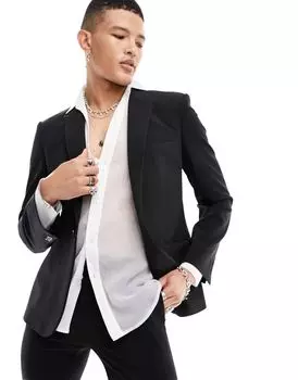 Черный пиджак скинни с застежкой ASOS DESIGN