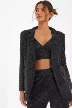 Черный пиджак со стразами QUIZ Clothing
