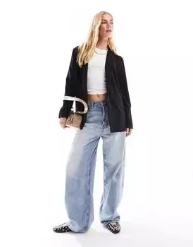 Черный пиджак свободного кроя из джерси ASOS