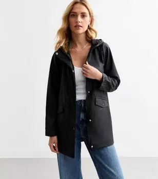 Черный плащ с капюшоном без подкладки New Look, черный
